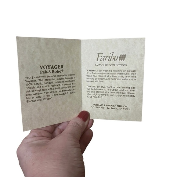 Vintage NOS Faribo Stadium Pak-A-Robe Blanket & Thermos in Carry Tote Tan Plaid - Picture 6 of 8